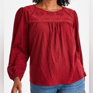 Women's Lace Knit Cotton Blouse